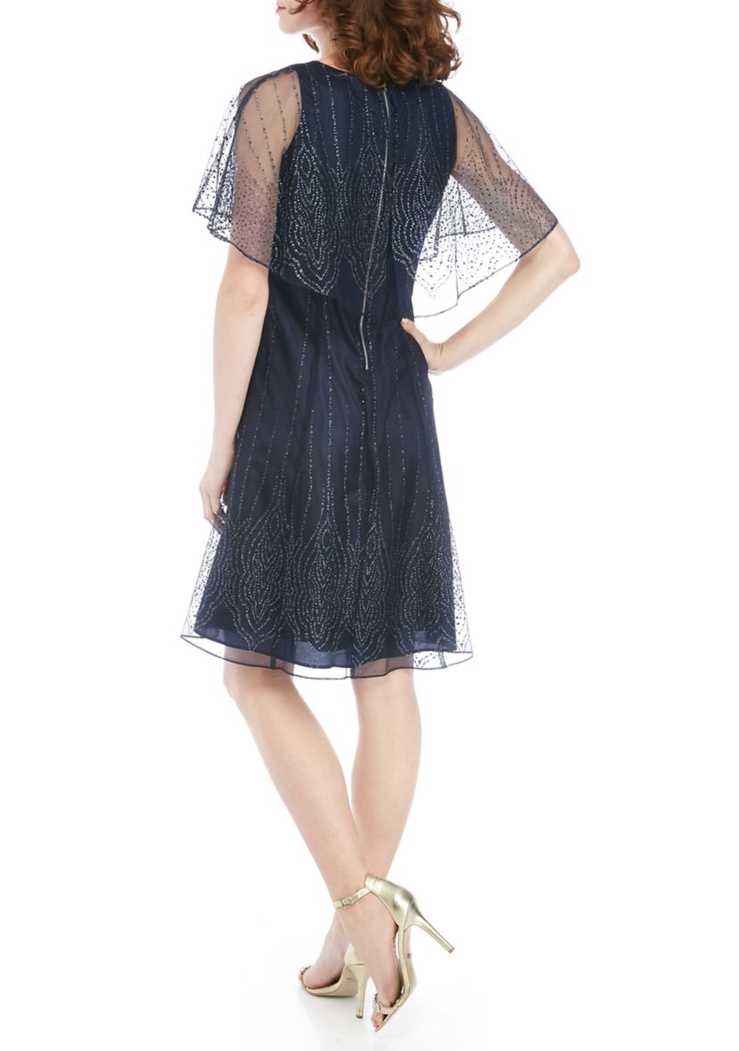 Gabby Skye Occasion Women's Caplet Glitter Mesh Short Dress | Belk