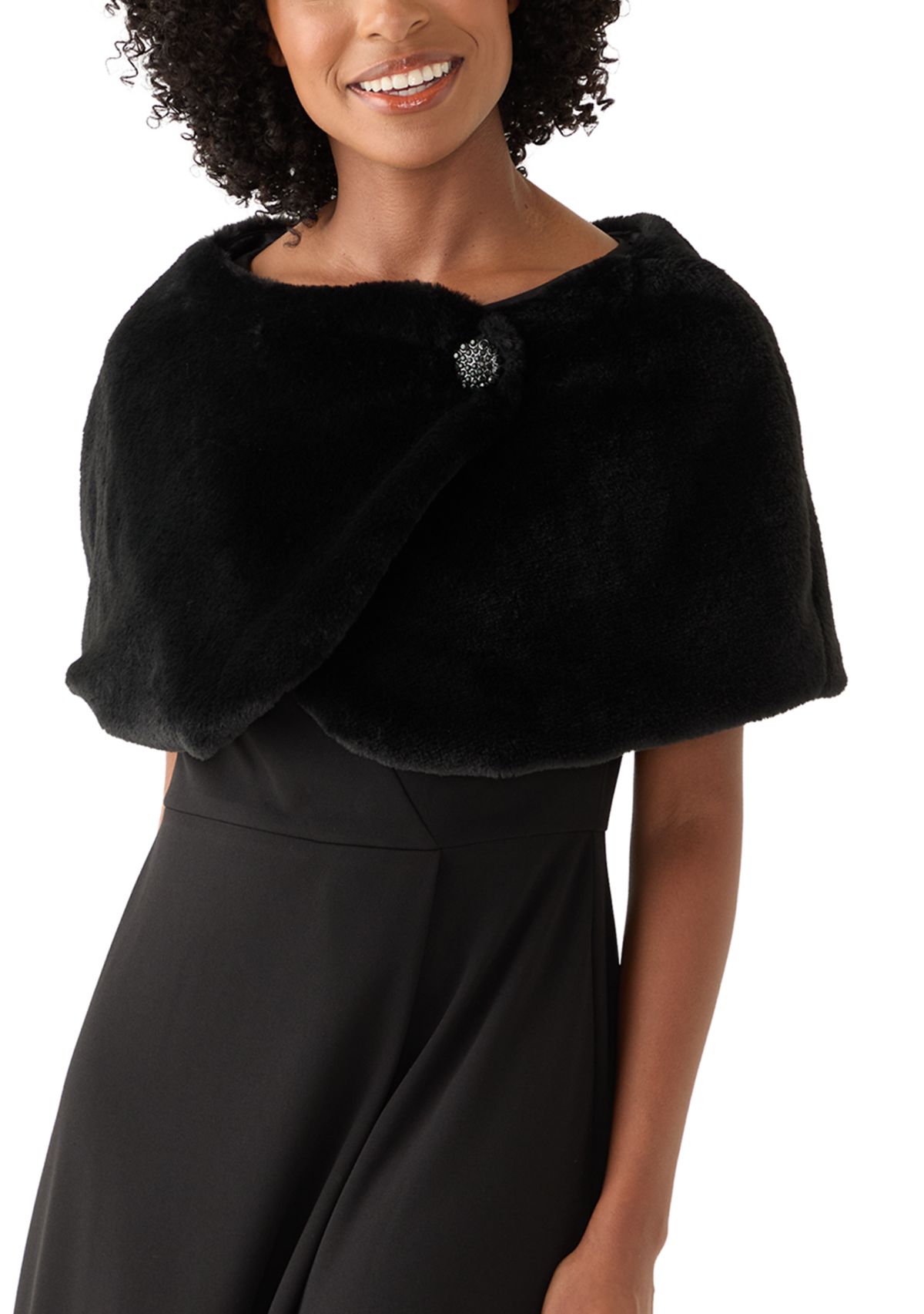 Womens Faux Fur Cape Topper