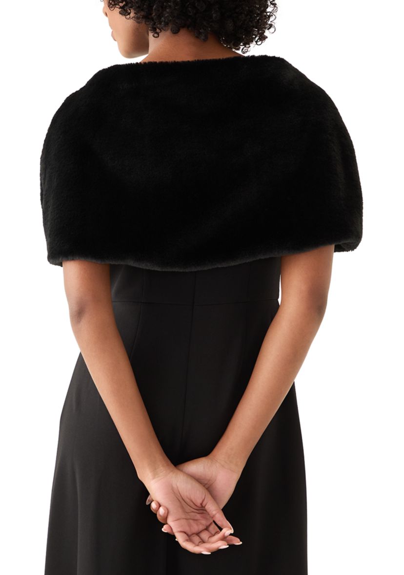 Womens Faux Fur Cape Topper