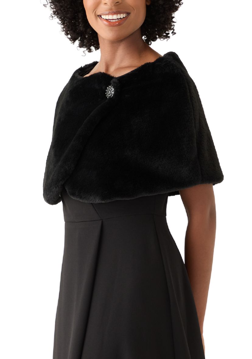 Womens Faux Fur Cape Topper