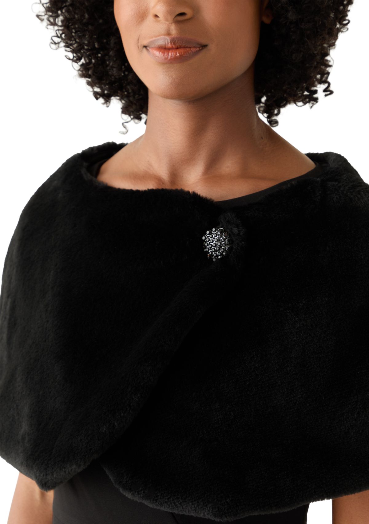 Womens Faux Fur Cape Topper