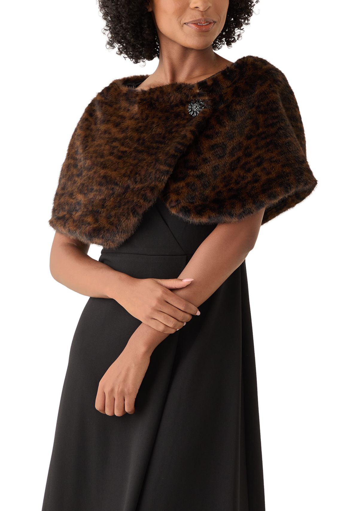 Womens Faux Fur Cape Topper
