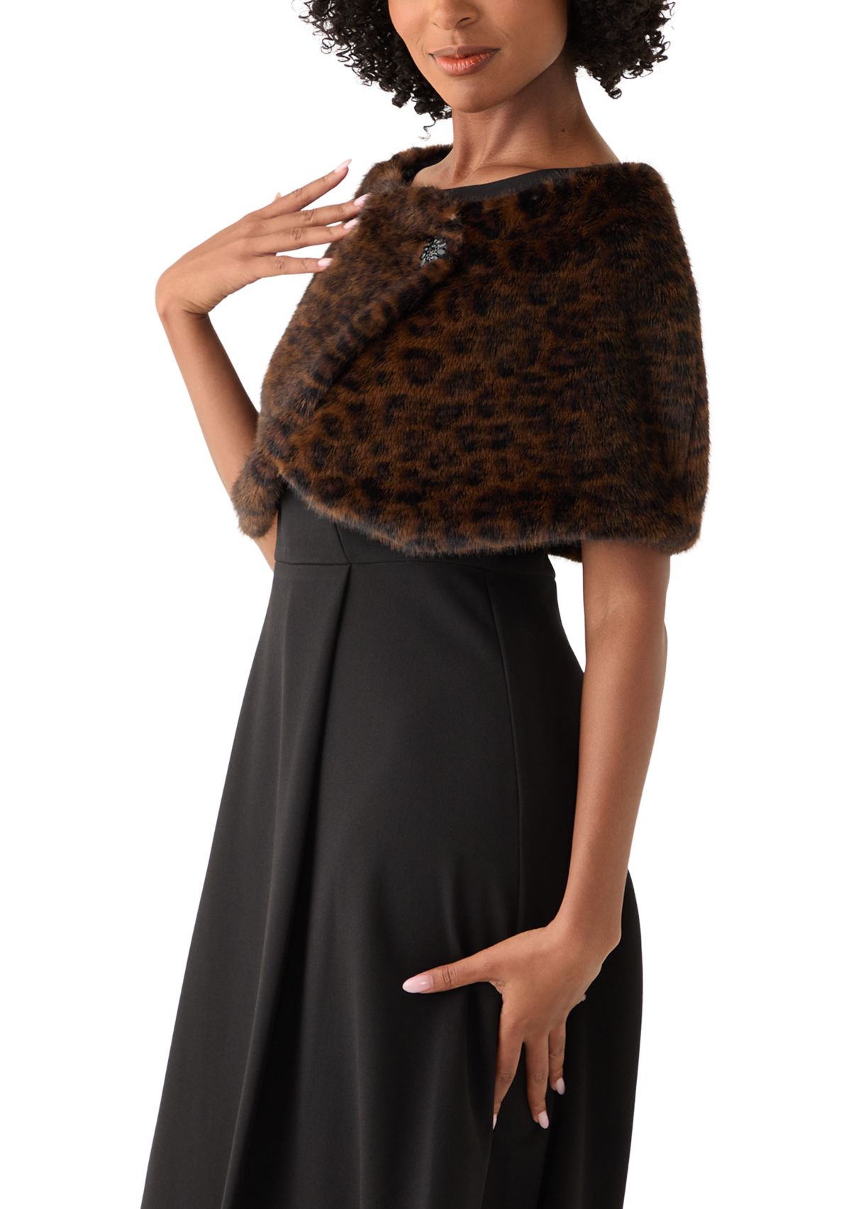 Womens Faux Fur Cape Topper