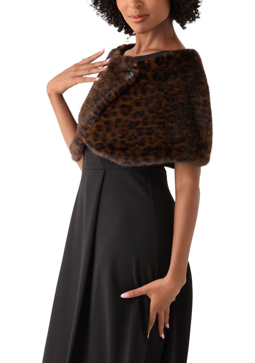 Womens Faux Fur Cape Topper