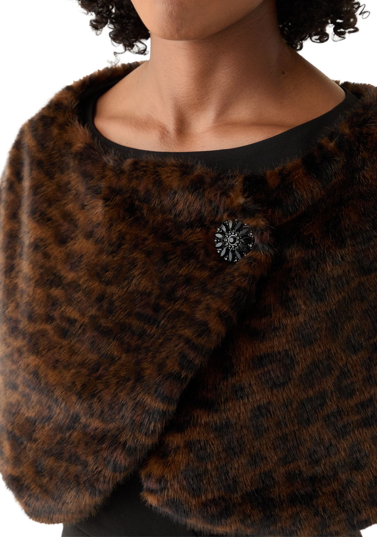 Womens Faux Fur Cape Topper