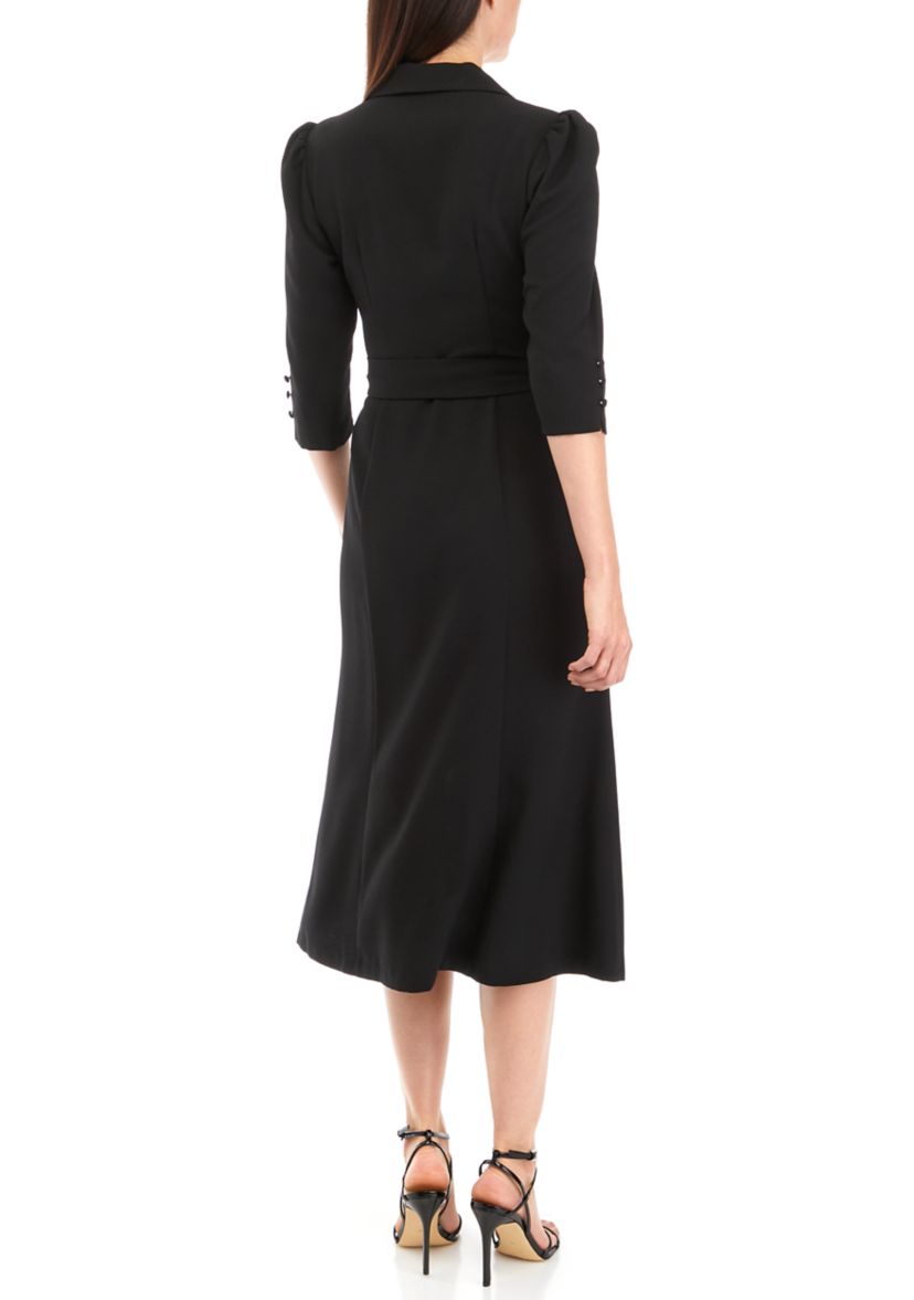 Womens 3/4 Sleeve Side Wrap Shirtdress
