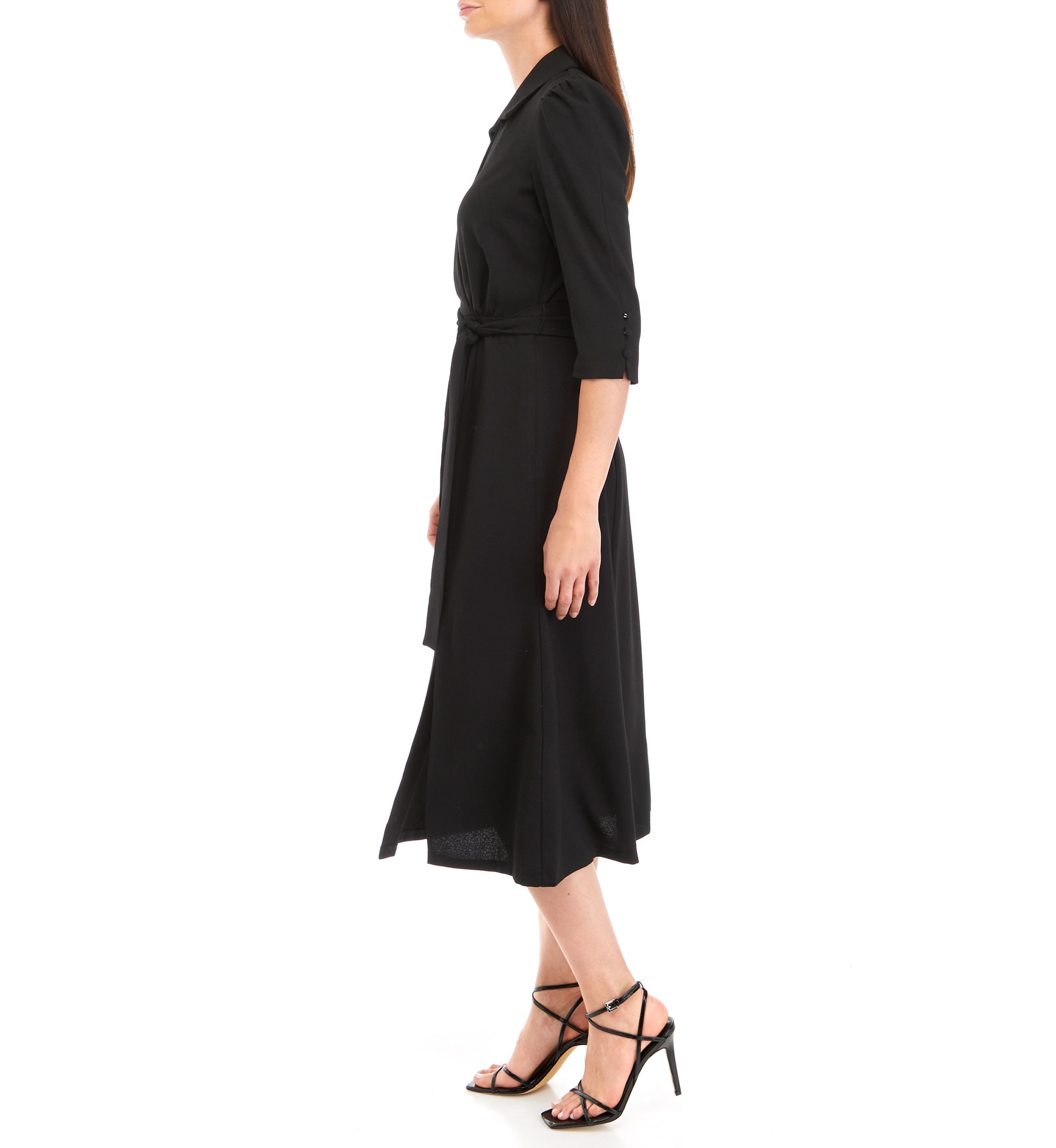 Womens 3/4 Sleeve Side Wrap Shirtdress