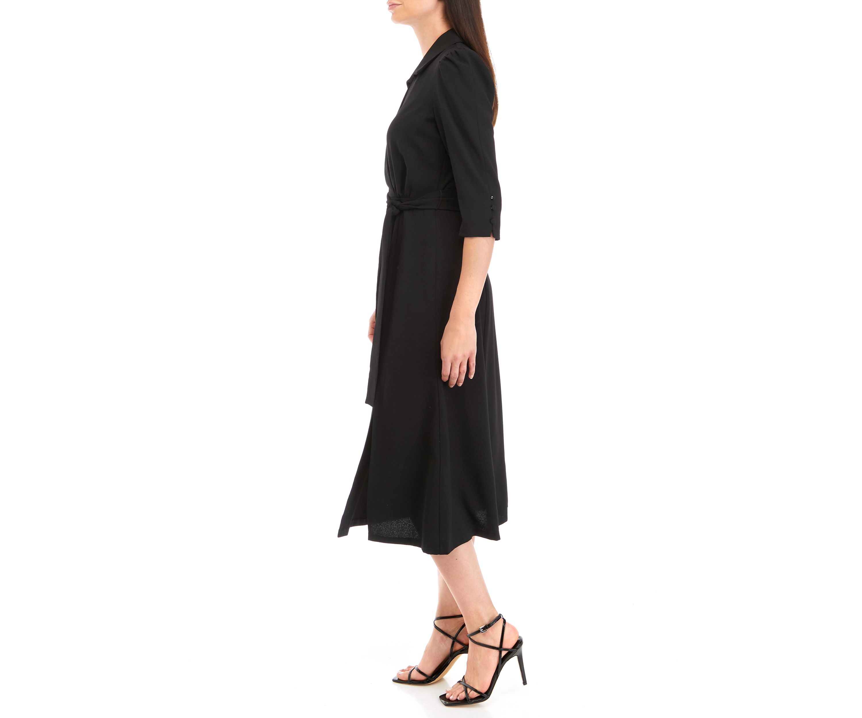 Womens 3/4 Sleeve Side Wrap Shirtdress