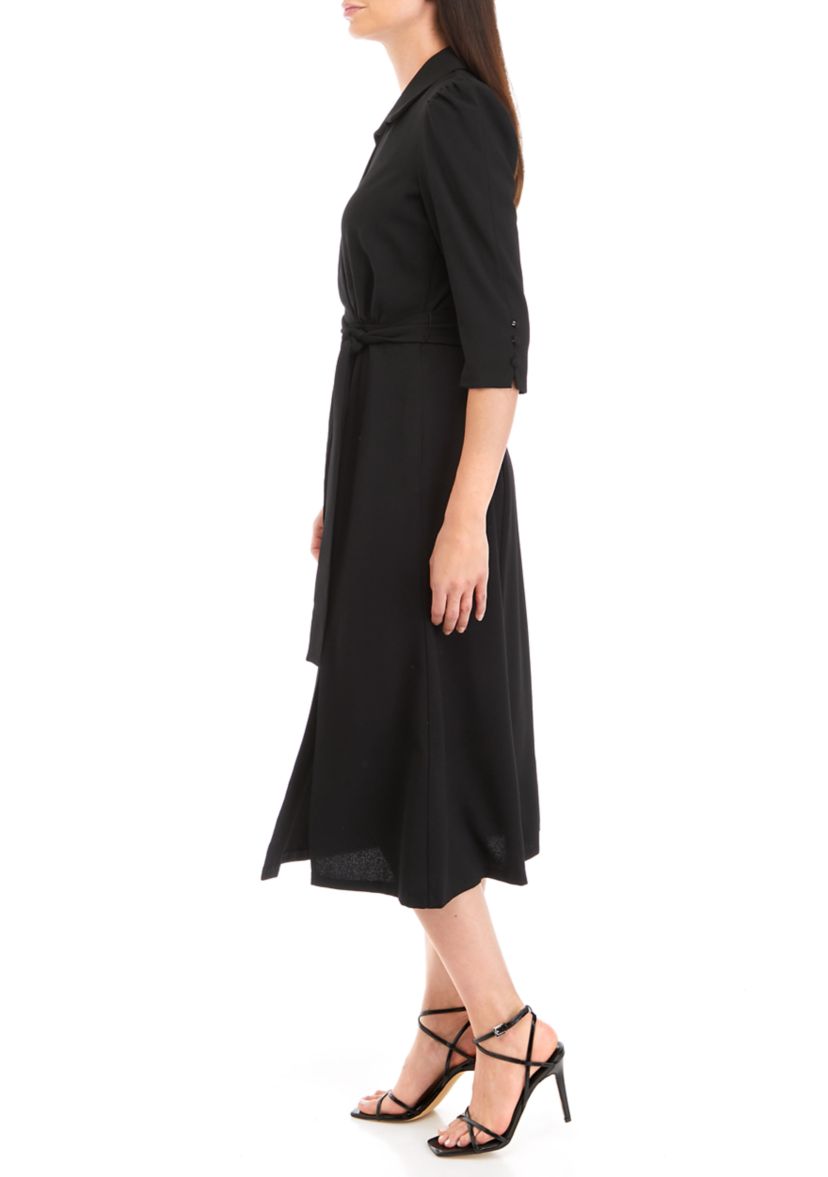 Womens 3/4 Sleeve Side Wrap Shirtdress