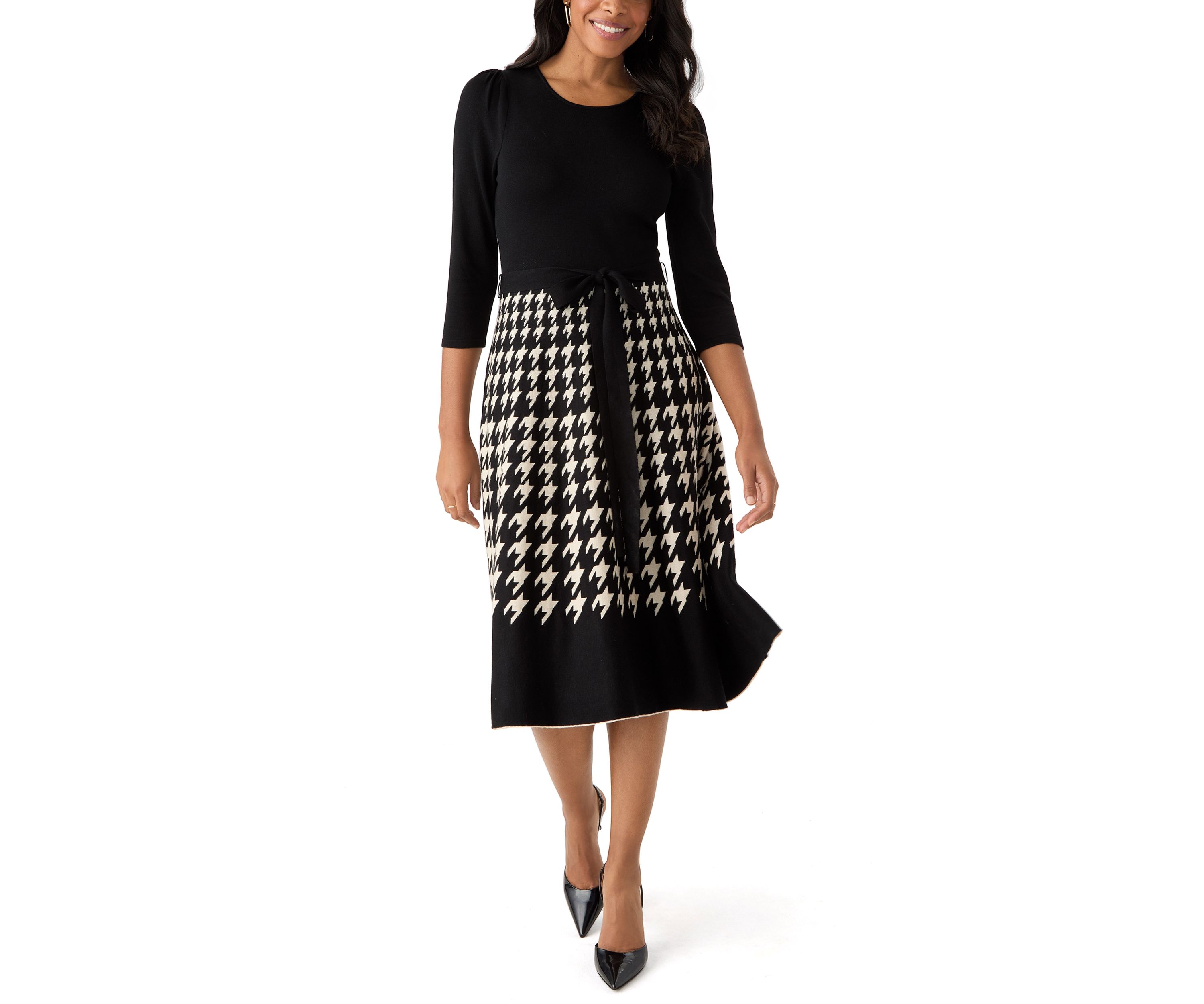 Womens Printed Fit and Flare Dress