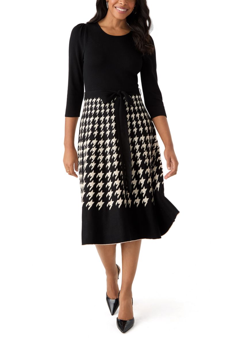 Womens Printed Fit and Flare Dress