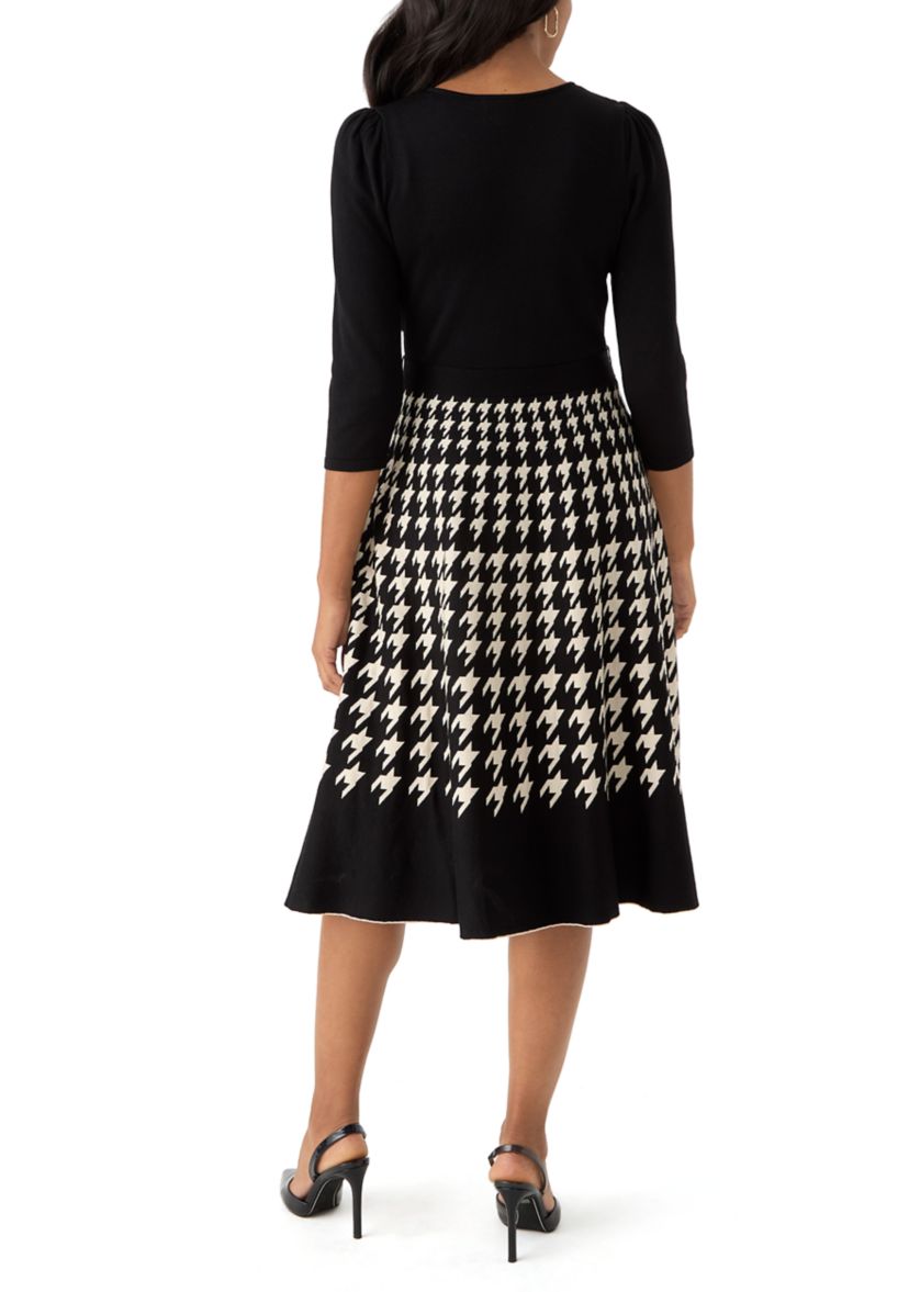 Womens Printed Fit and Flare Dress