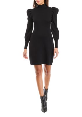 Women's Solid Mock Neck Sweater Dress