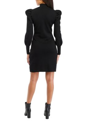 Women's Solid Mock Neck Sweater Dress