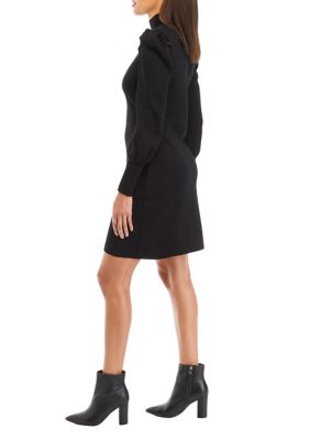 Women's Solid Mock Neck Sweater Dress