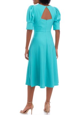 Women's Puff Sleeve Pleated Dress