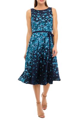 Julian Taylor Women s Sleeveless Floral Crepe Fit and Flare Dress