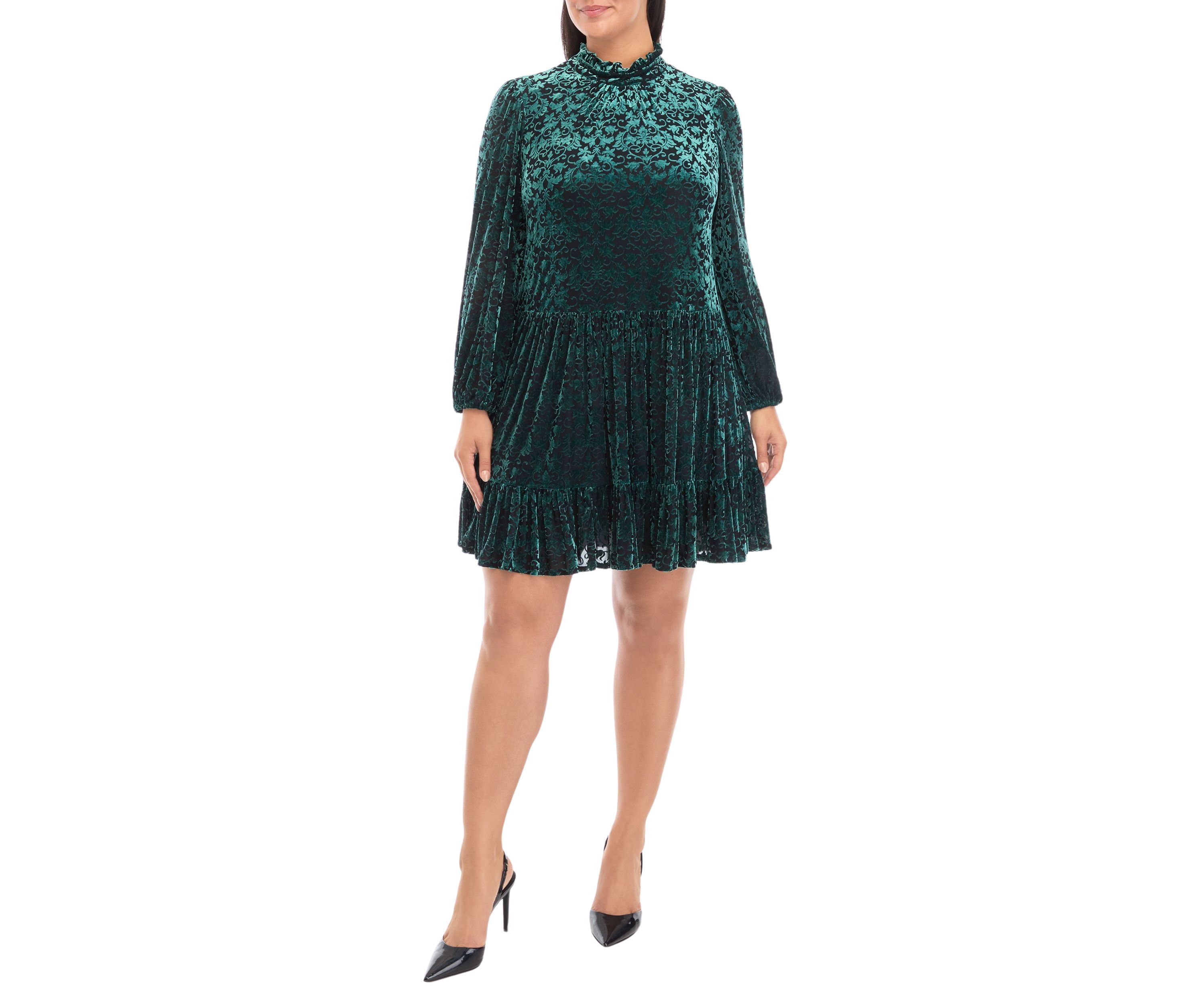 Plus Size Halter Burnout A-Line Dress