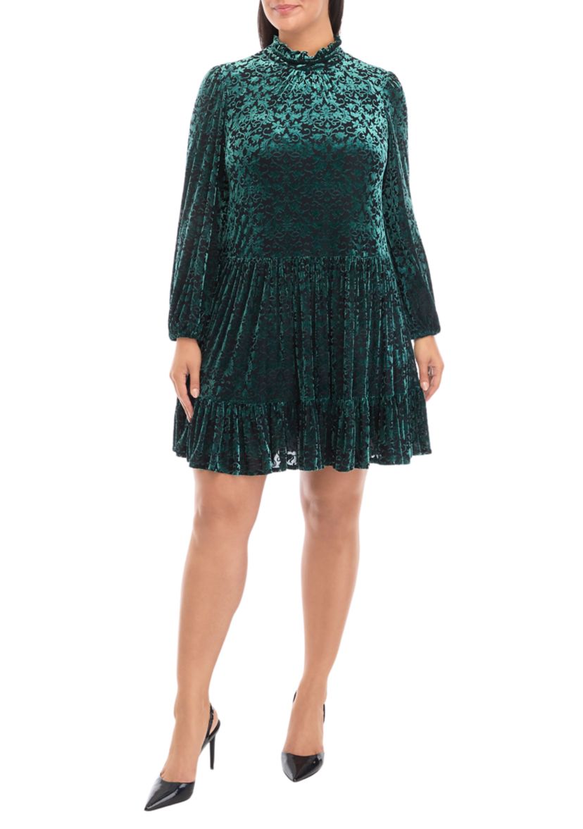 Plus Size Halter Burnout A-Line Dress