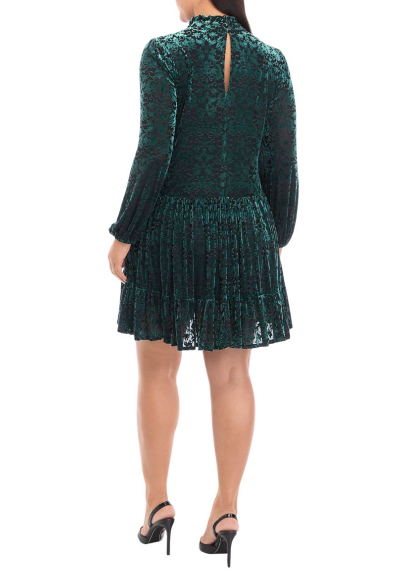 Plus Size Halter Burnout A-Line Dress