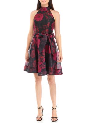 Women's Floral Organza Halter Dress