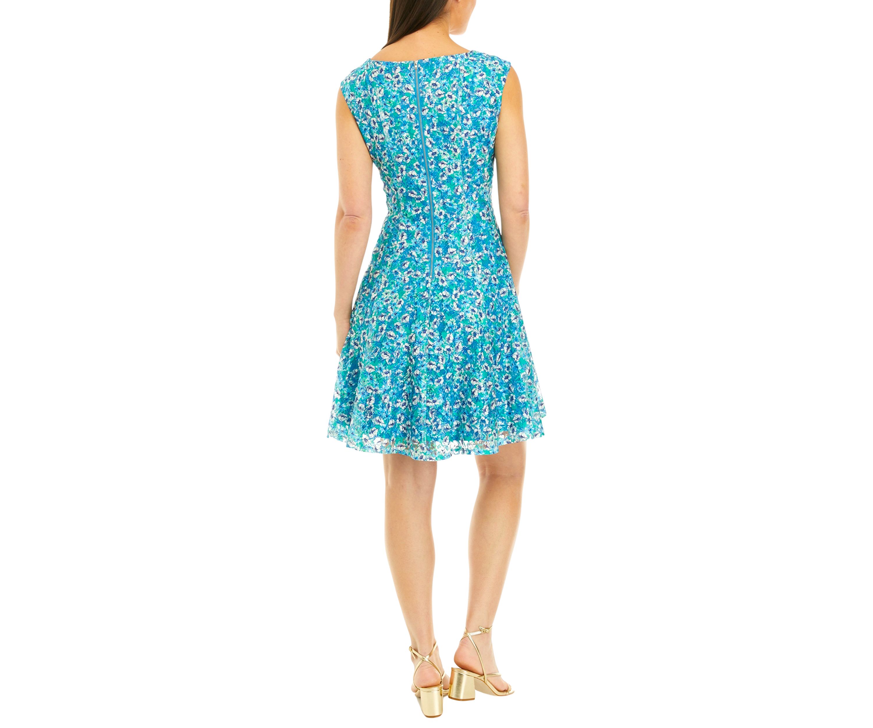 Womens Ditsy Floral Fit and Flare Dress