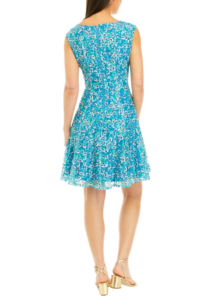 Womens Ditsy Floral Fit and Flare Dress