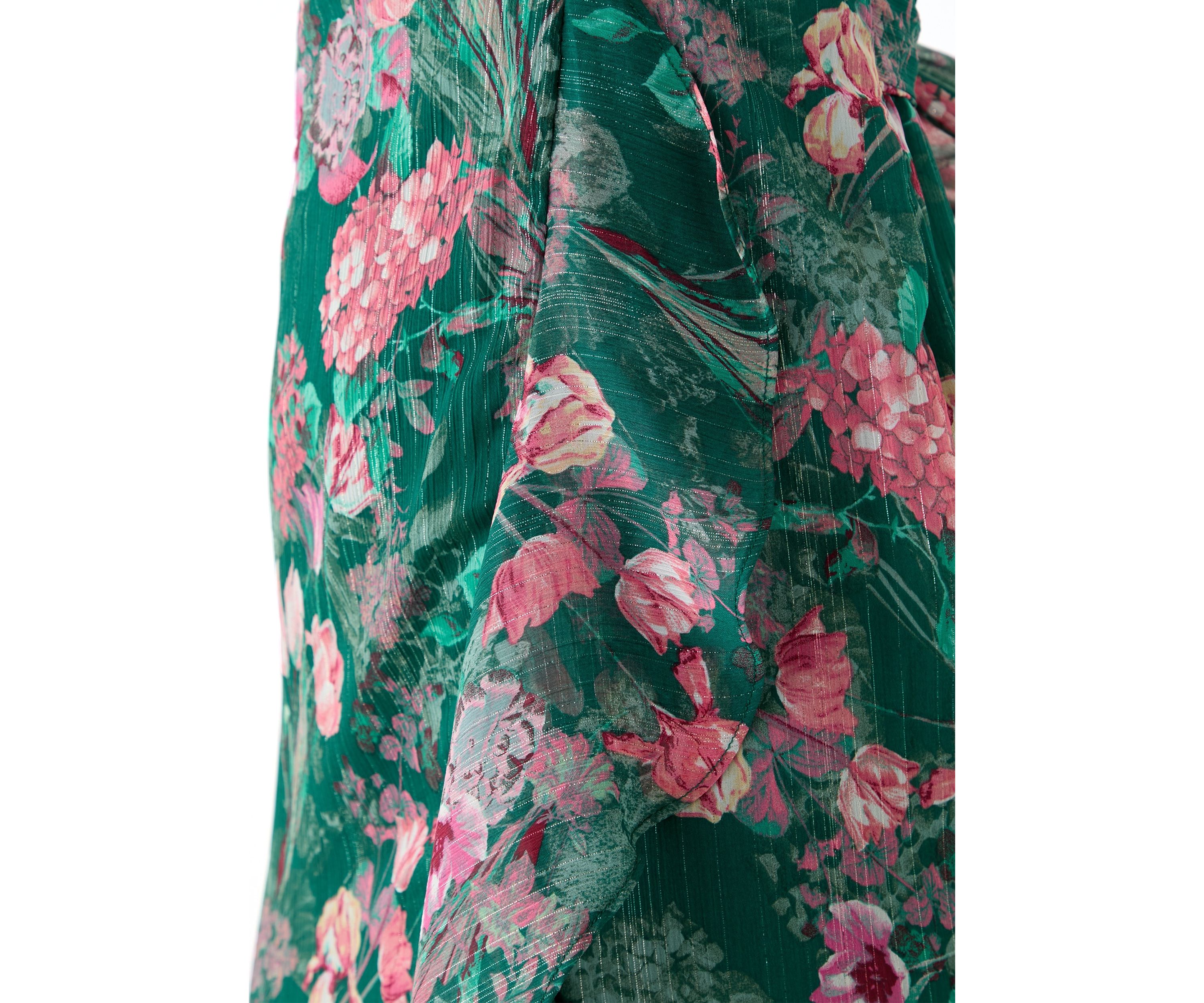 Womens Tie Waist Floral Chiffon Dress