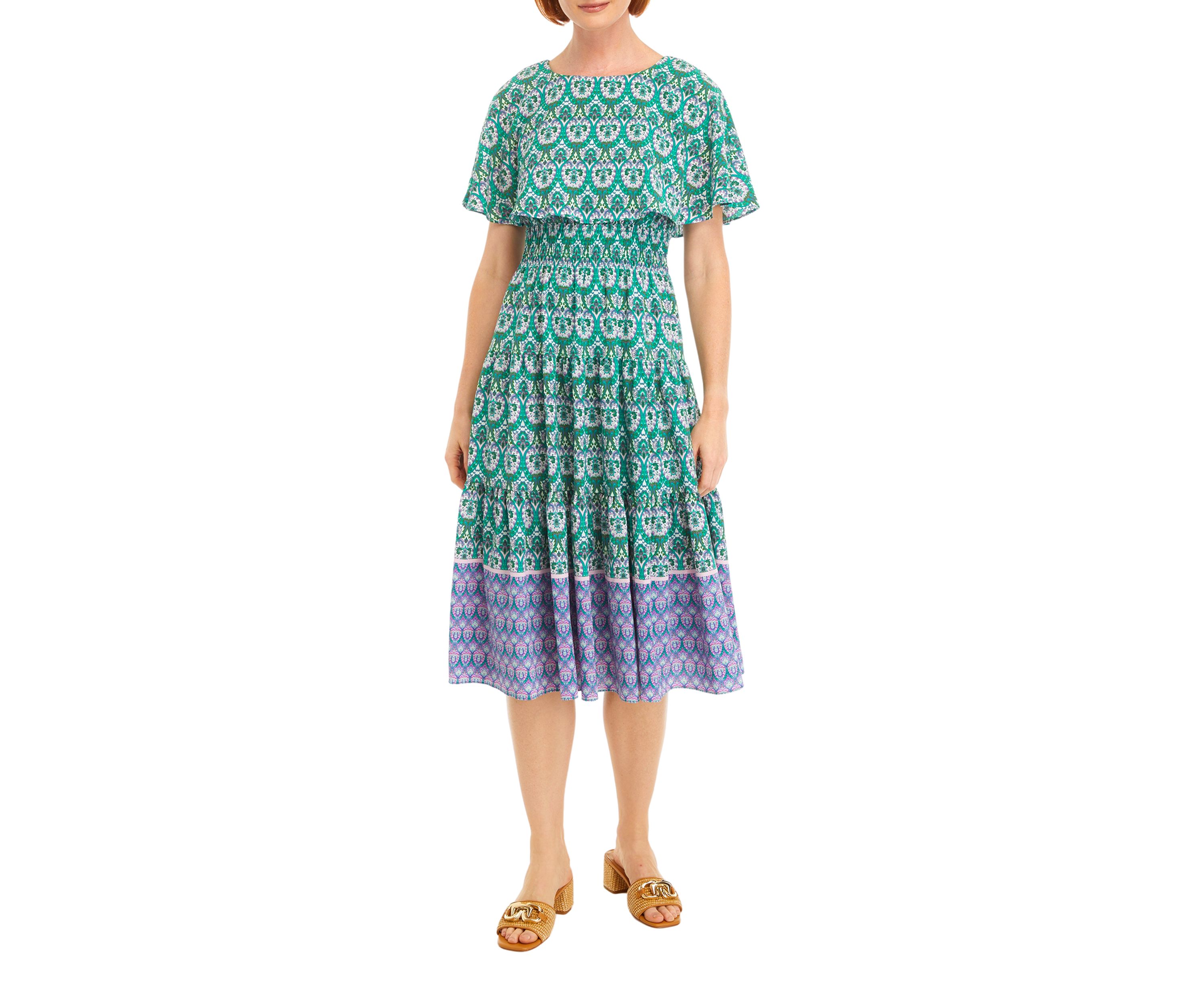 Womens Printed Midi Dress