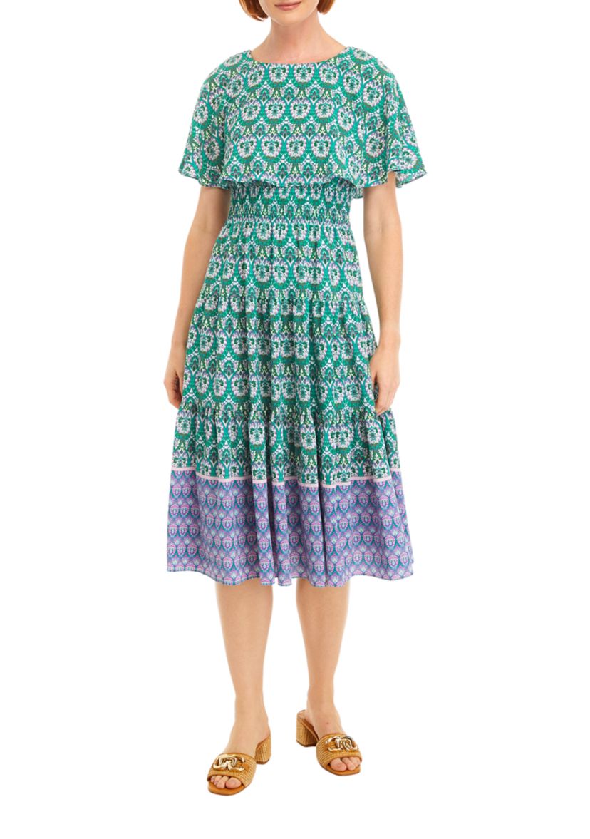 Womens Printed Midi Dress