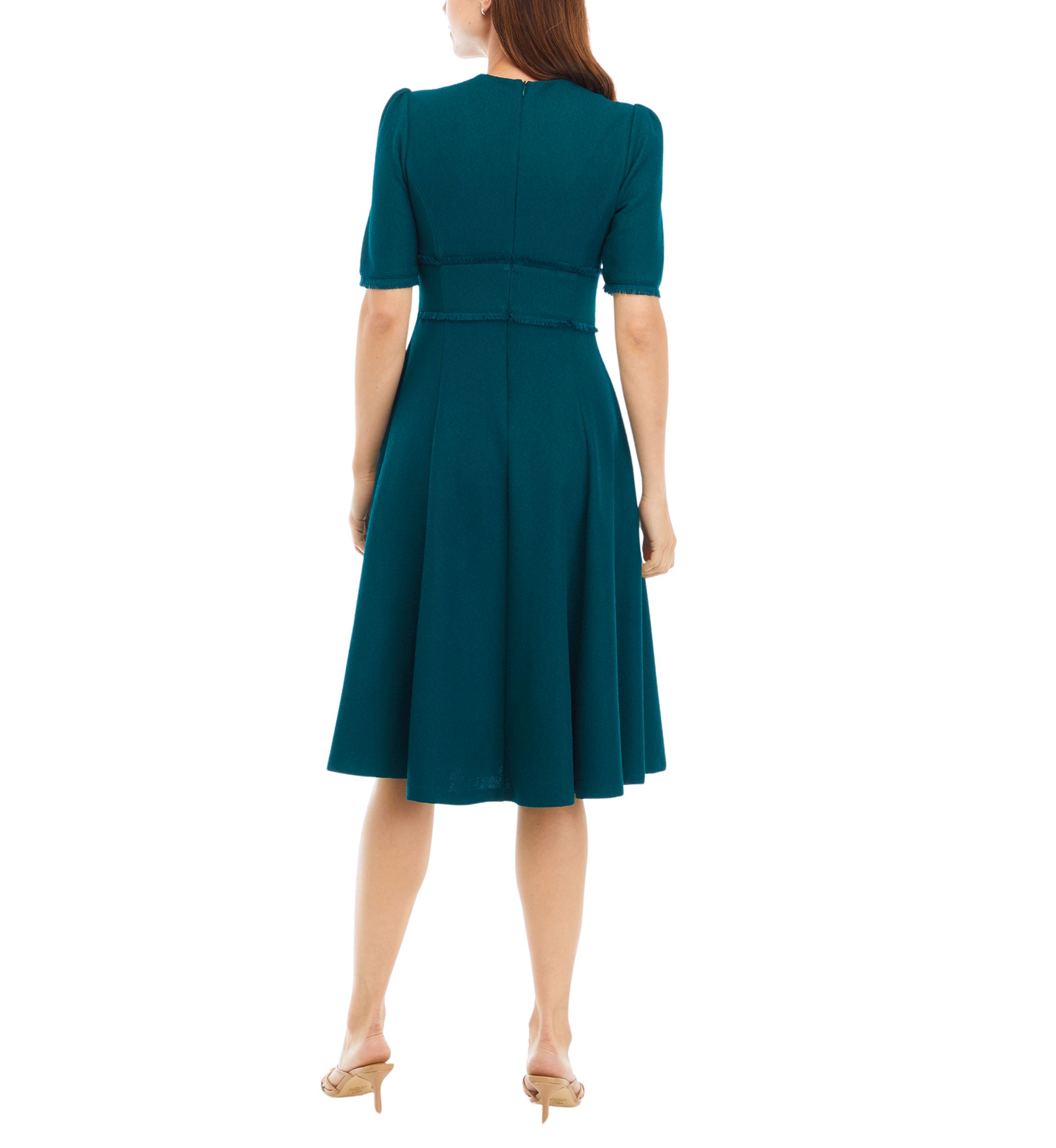 Womens Short Sleeve Fit and Flare Midi Dress
