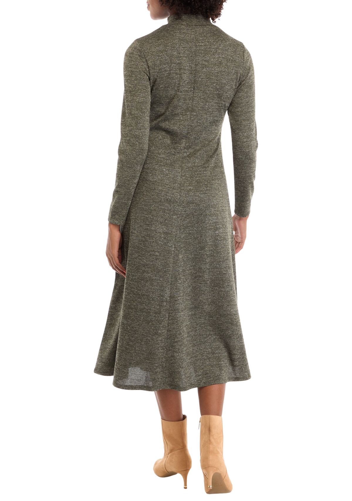 Womens Long Sleeve Mock Neck Pashmina A-Line Dress