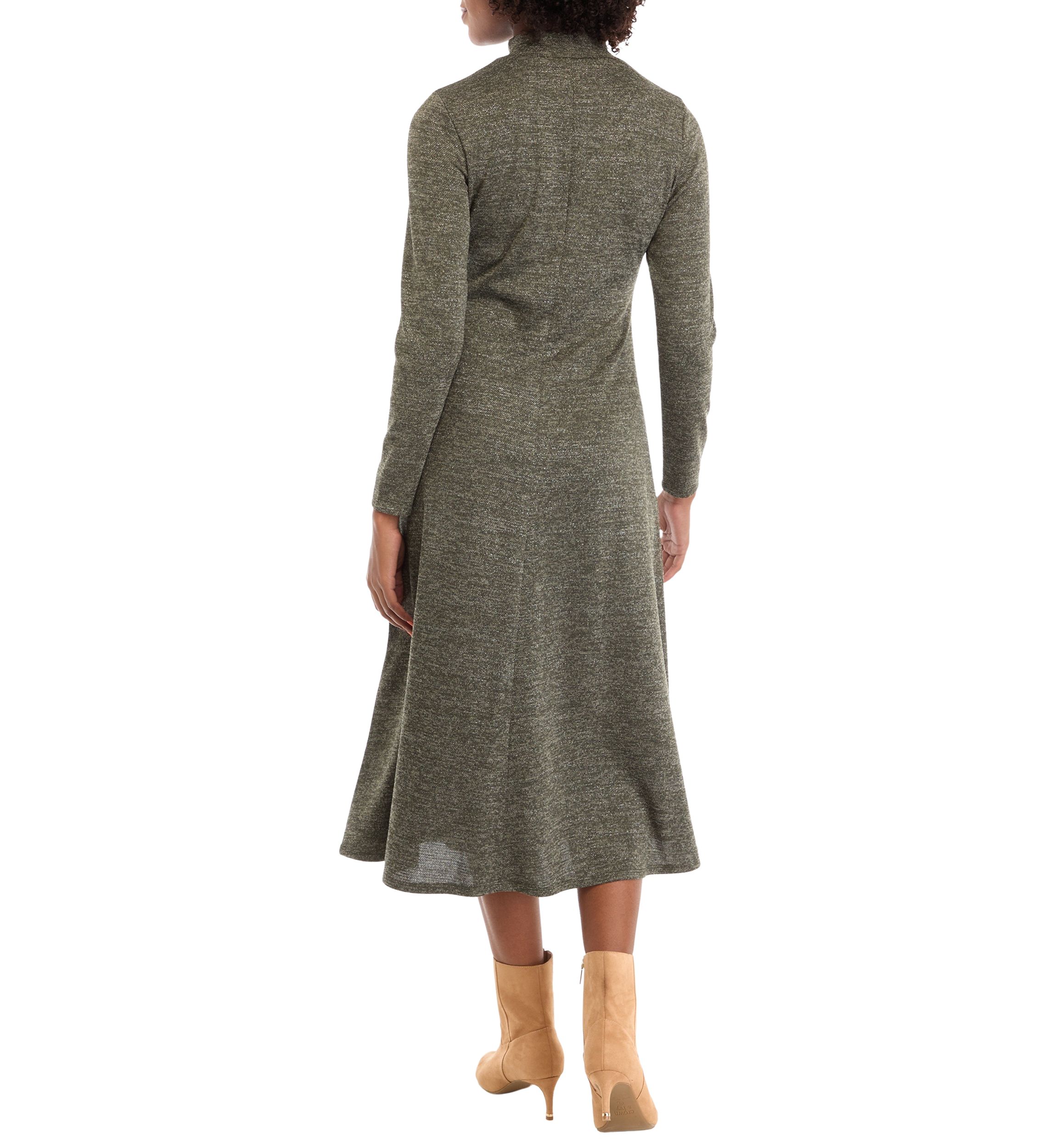 Womens Long Sleeve Mock Neck Pashmina A-Line Dress