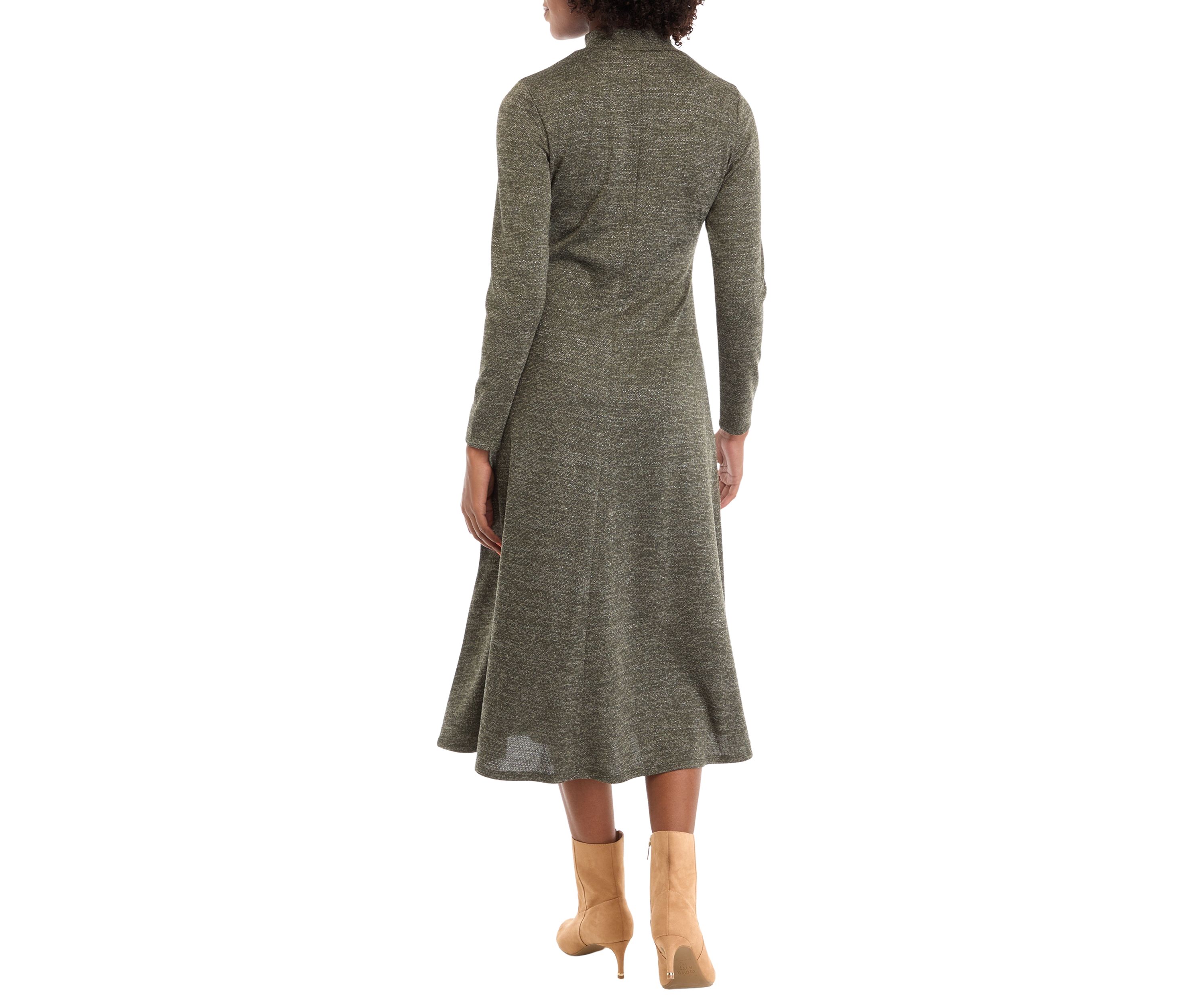 Womens Long Sleeve Mock Neck Pashmina A-Line Dress