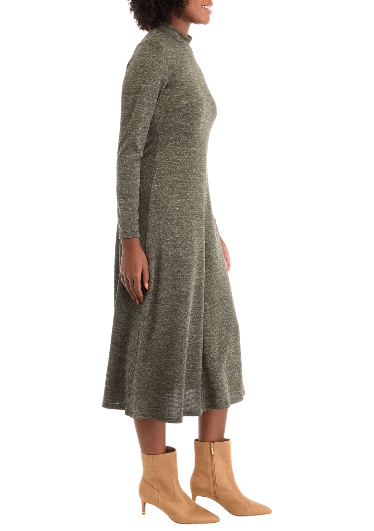Womens Long Sleeve Mock Neck Pashmina A-Line Dress