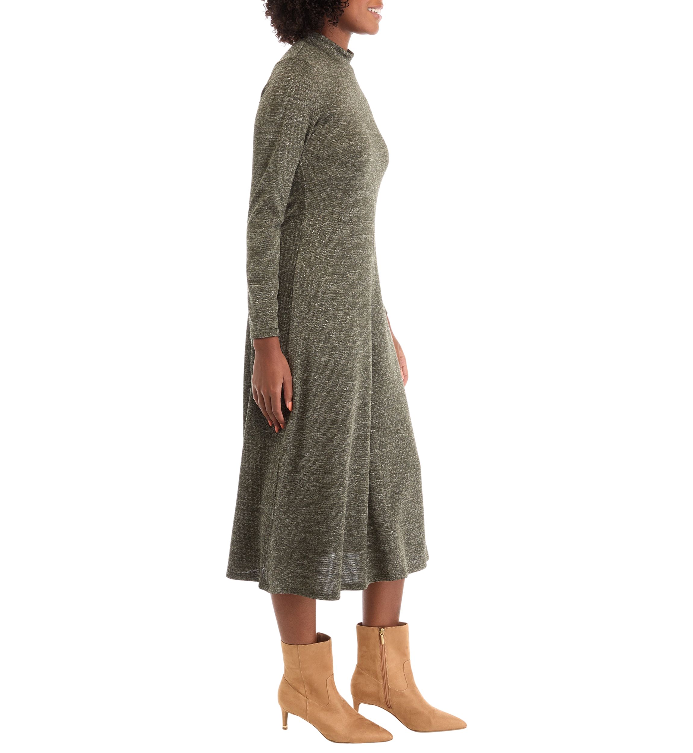 Womens Long Sleeve Mock Neck Pashmina A-Line Dress