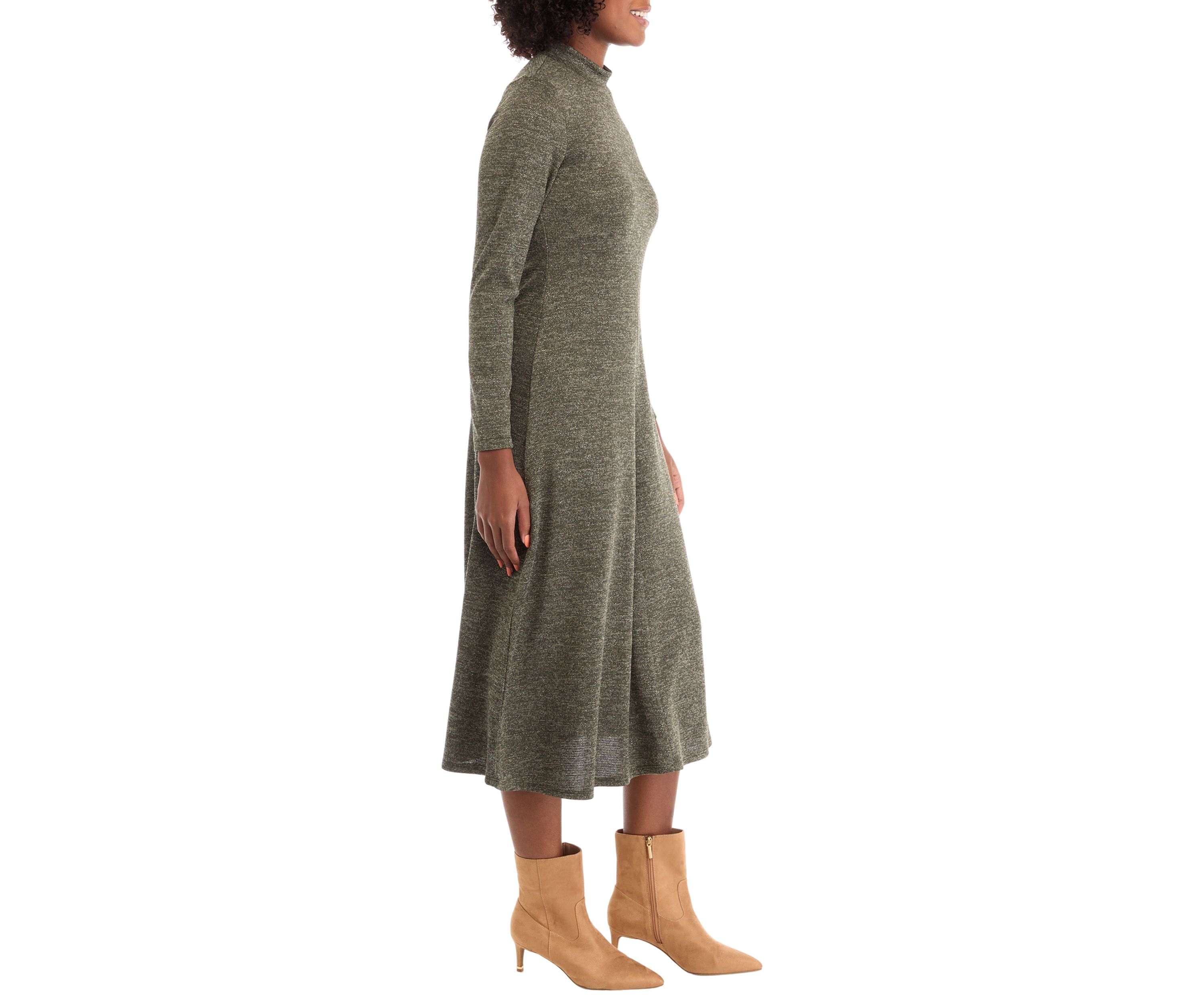 Womens Long Sleeve Mock Neck Pashmina A-Line Dress