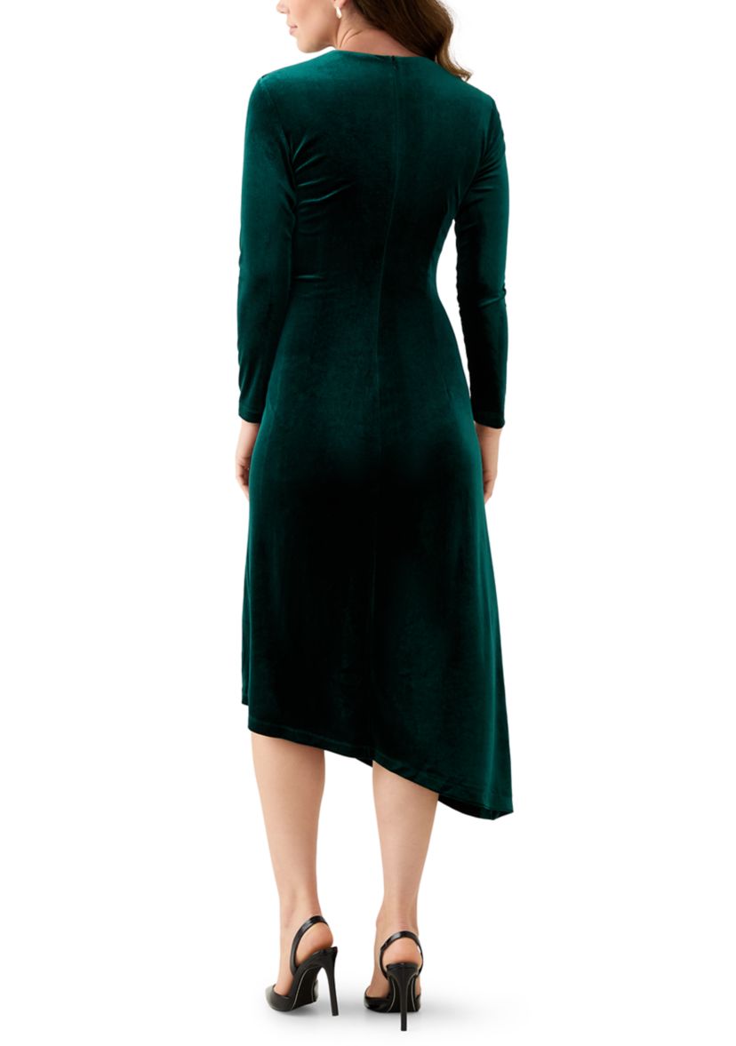Womens Long Sleeve Mock Neck Ruched Sheath Dress