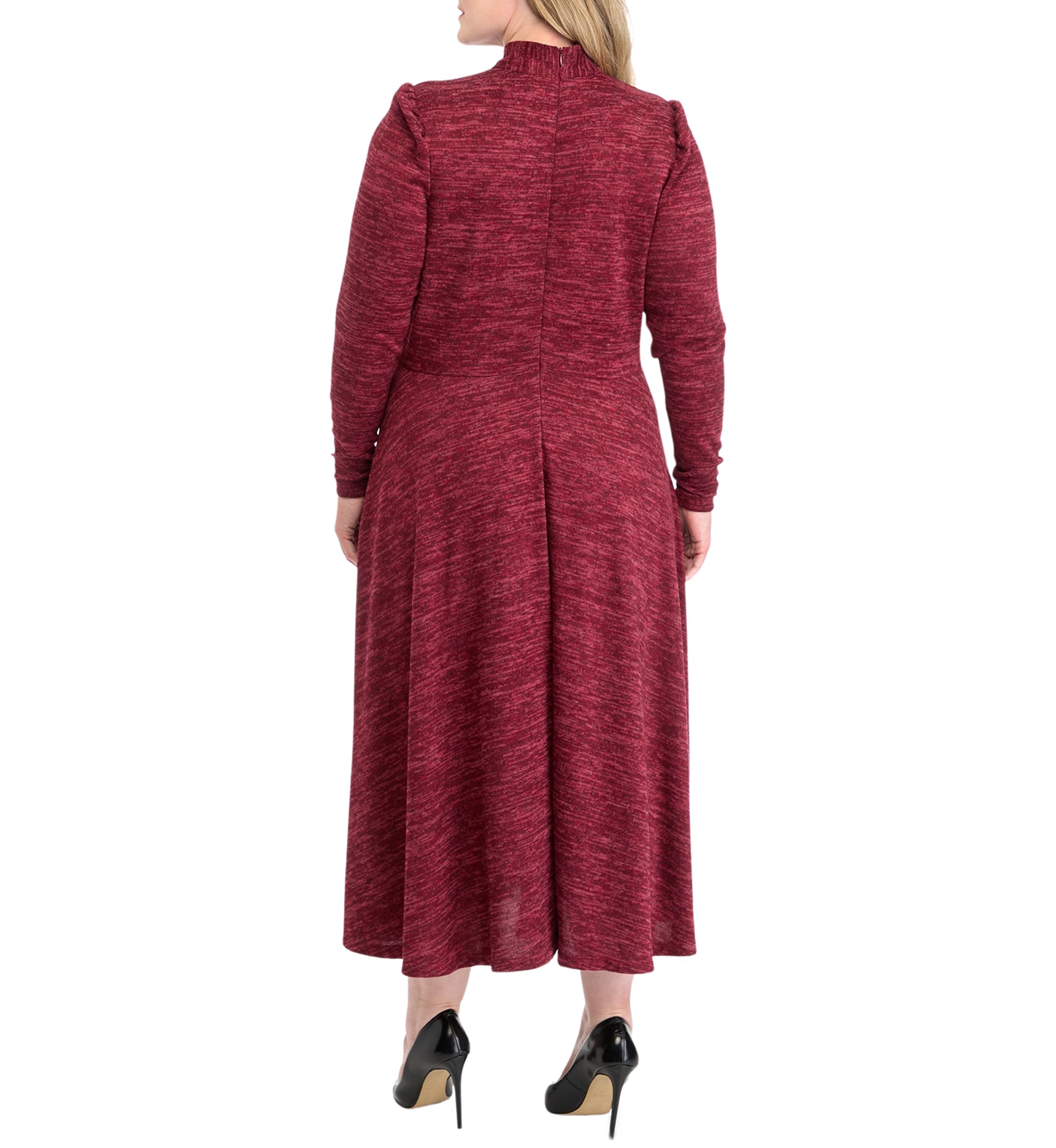 Plus Size High Neck Solid Fit and Flare Dress