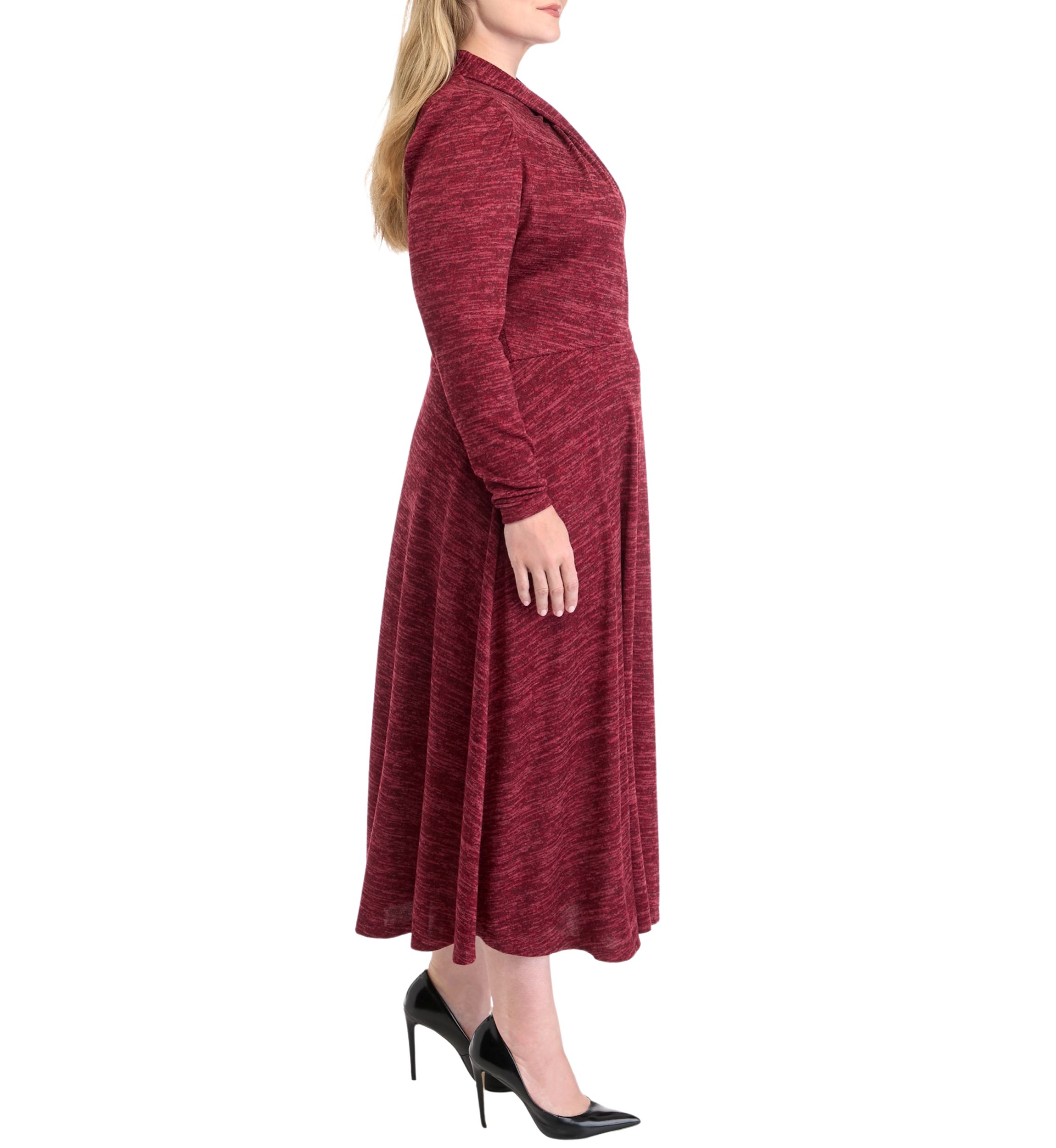 Plus Size High Neck Solid Fit and Flare Dress