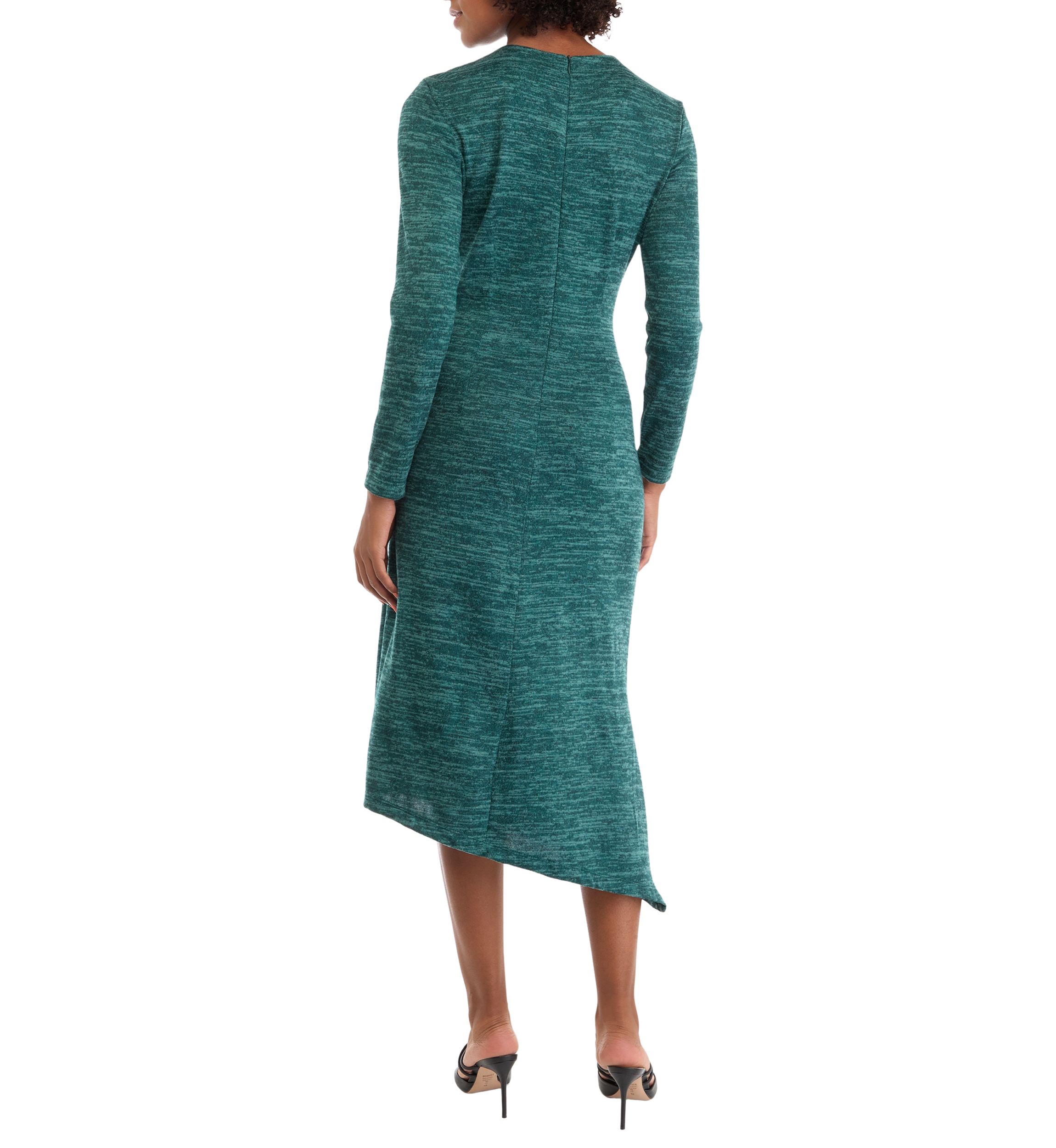 Womens Long Sleeve Asymmetrical Hem A-Line Sweater Dress