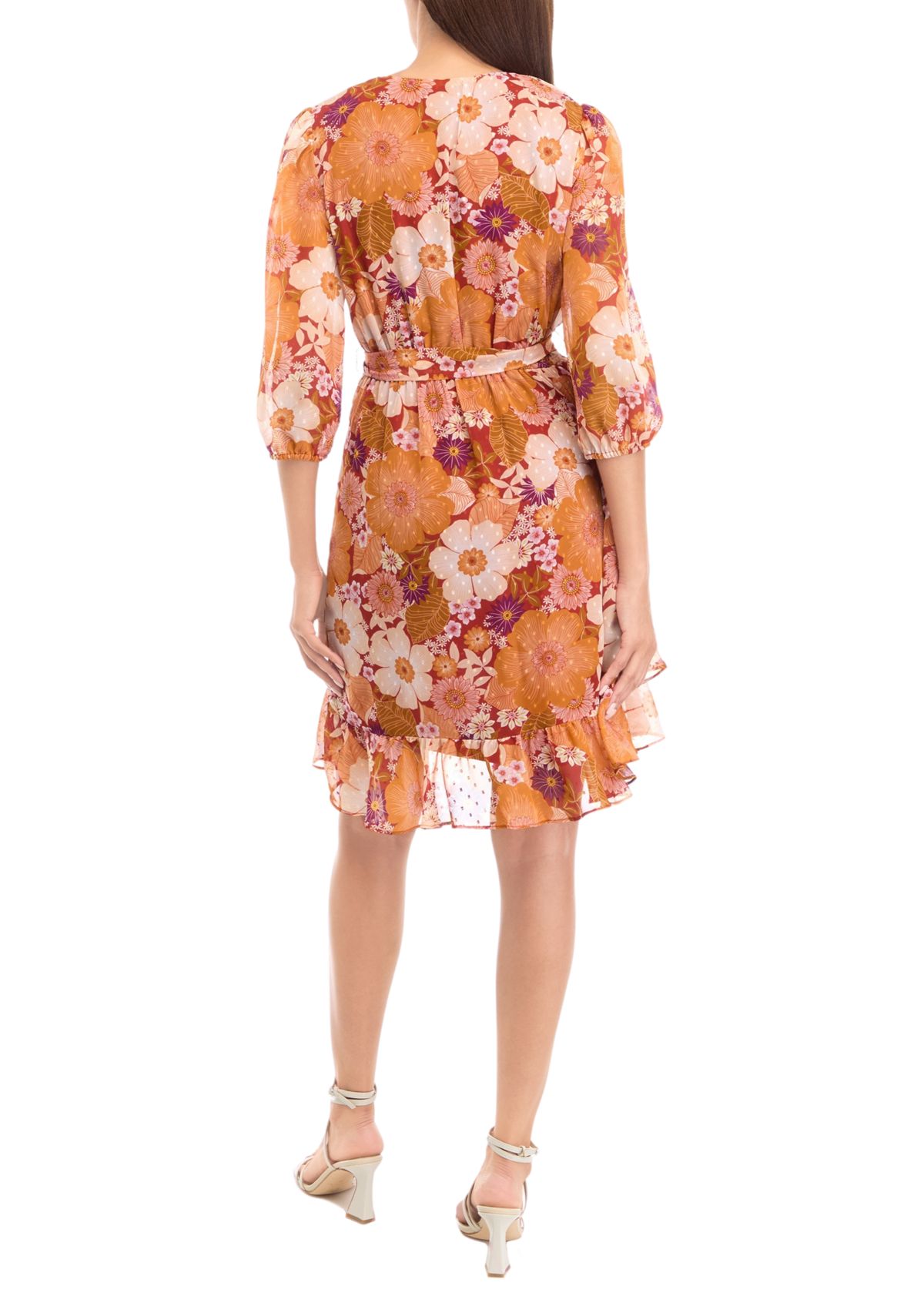 Womens Blouson Sleeve Floral Dress