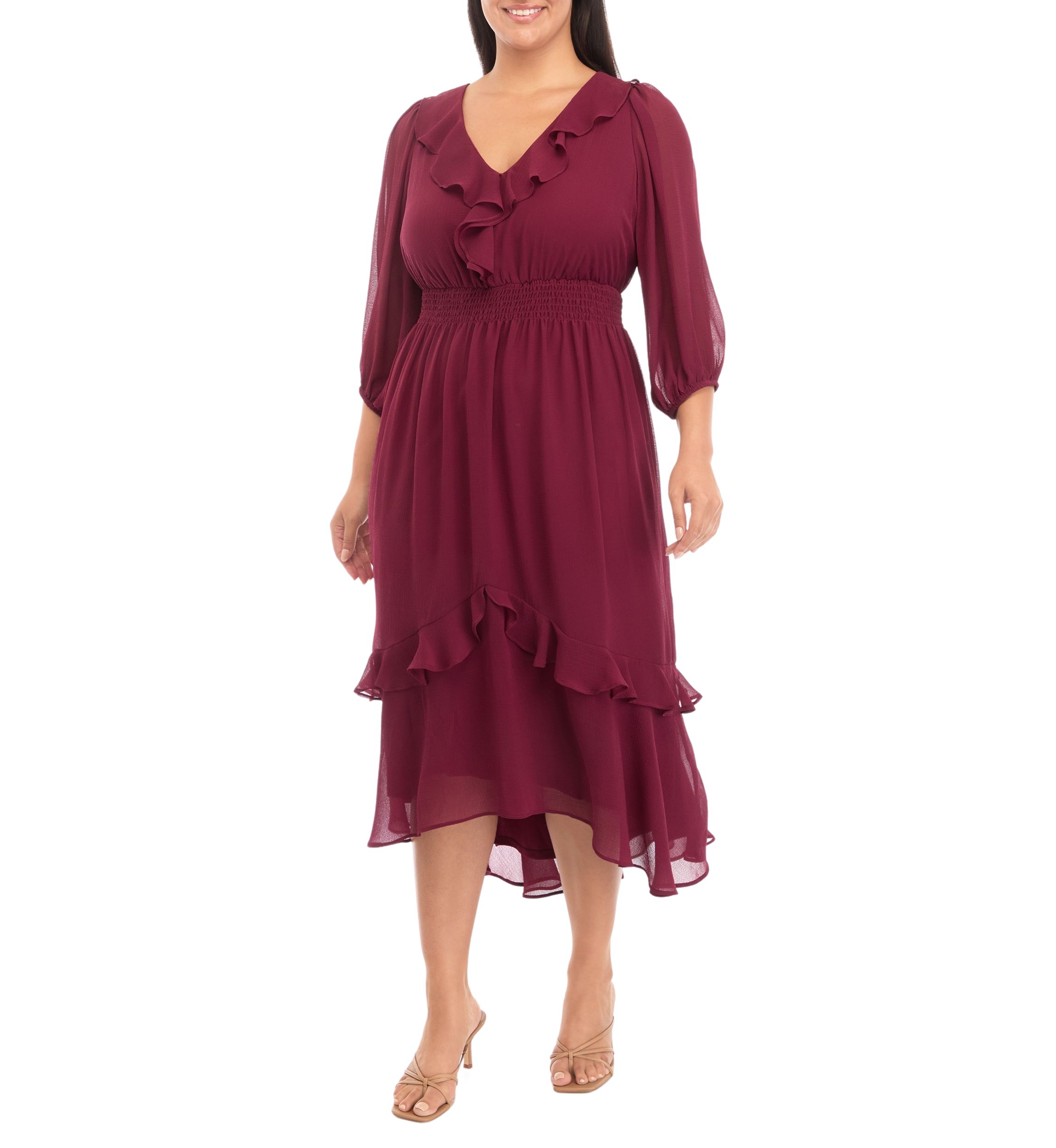 Plus Size Solid Midi Dress