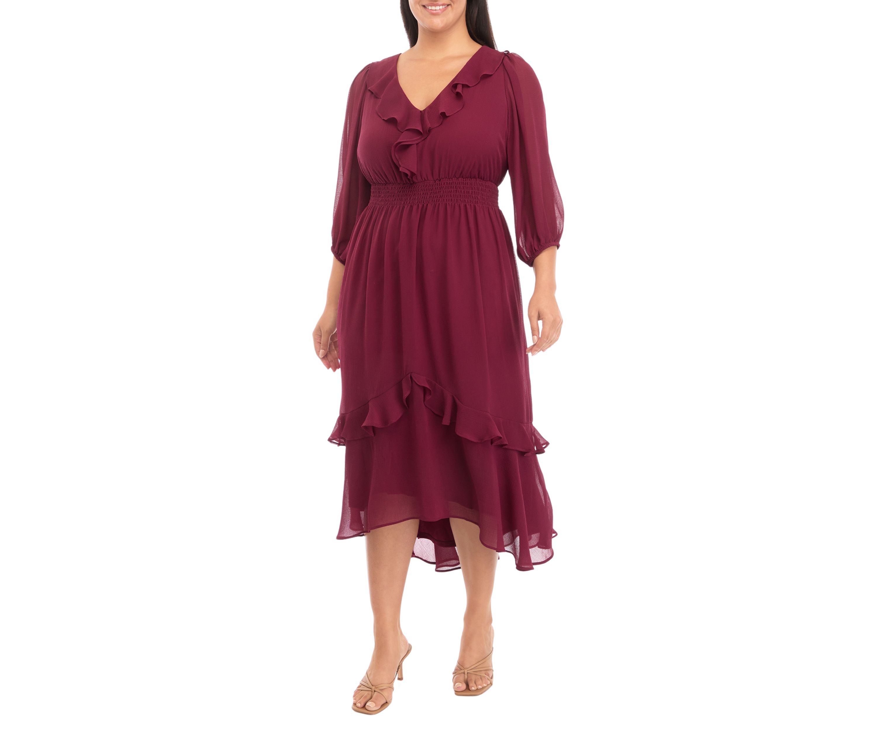 Plus Size Solid Midi Dress