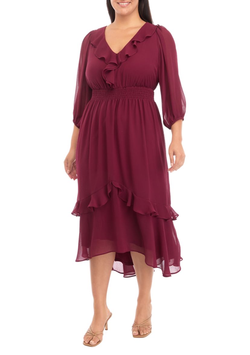 Plus Size Solid Midi Dress