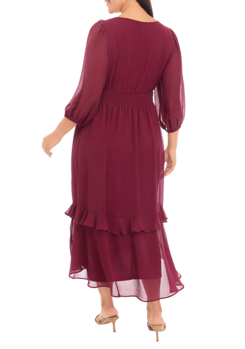 Plus Size Solid Midi Dress