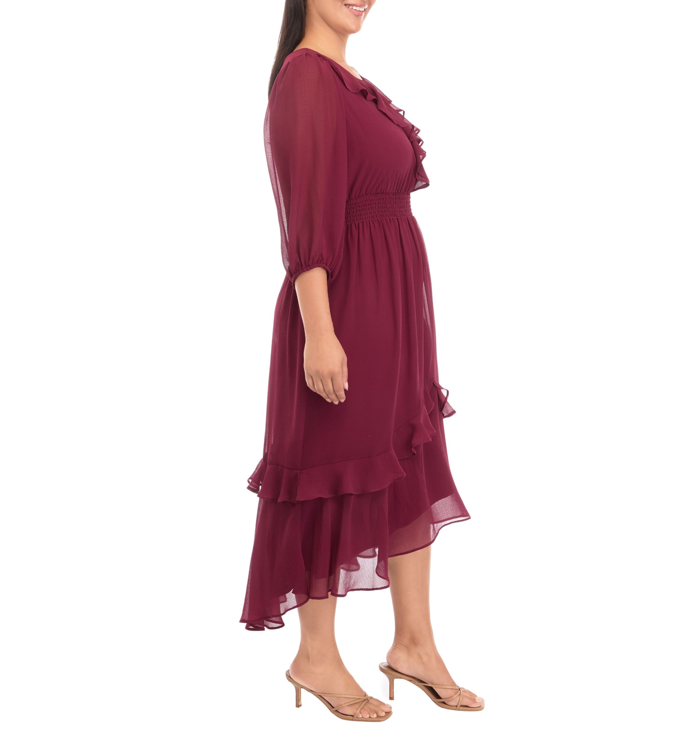 Plus Size Solid Midi Dress
