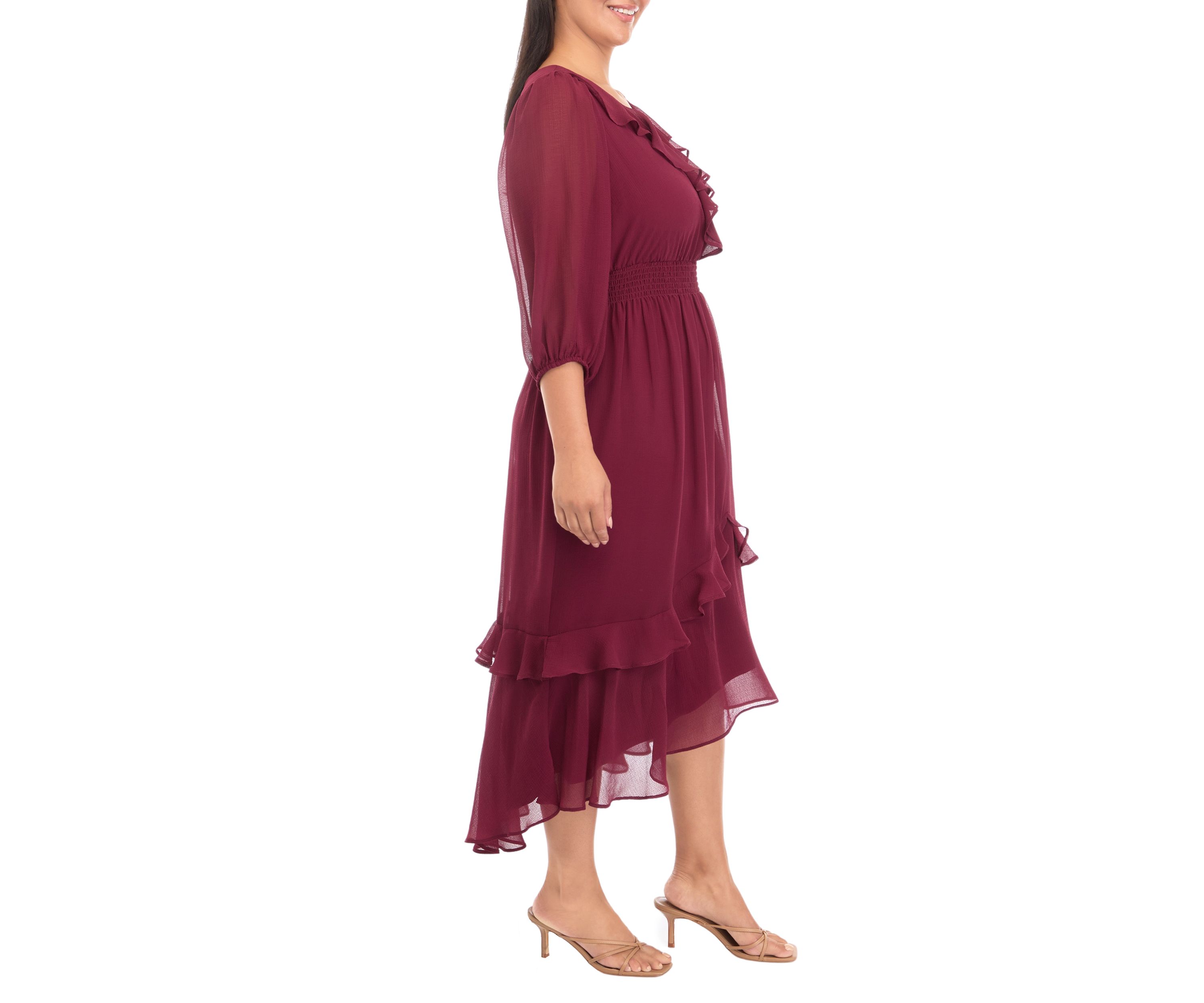 Plus Size Solid Midi Dress