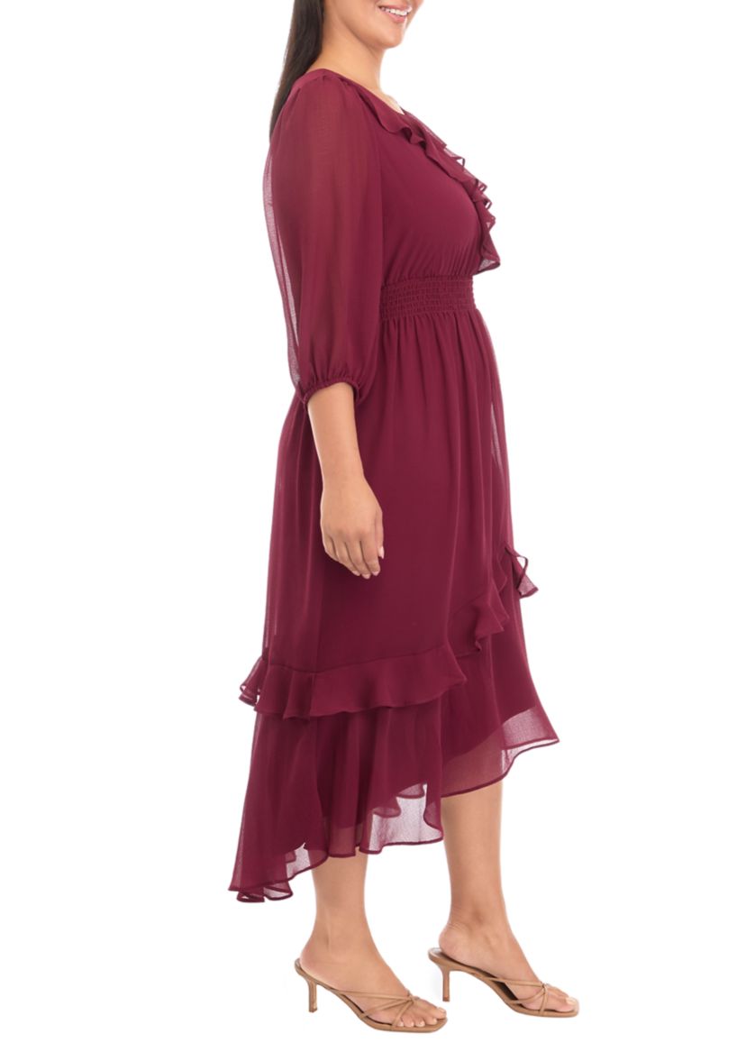 Plus Size Solid Midi Dress