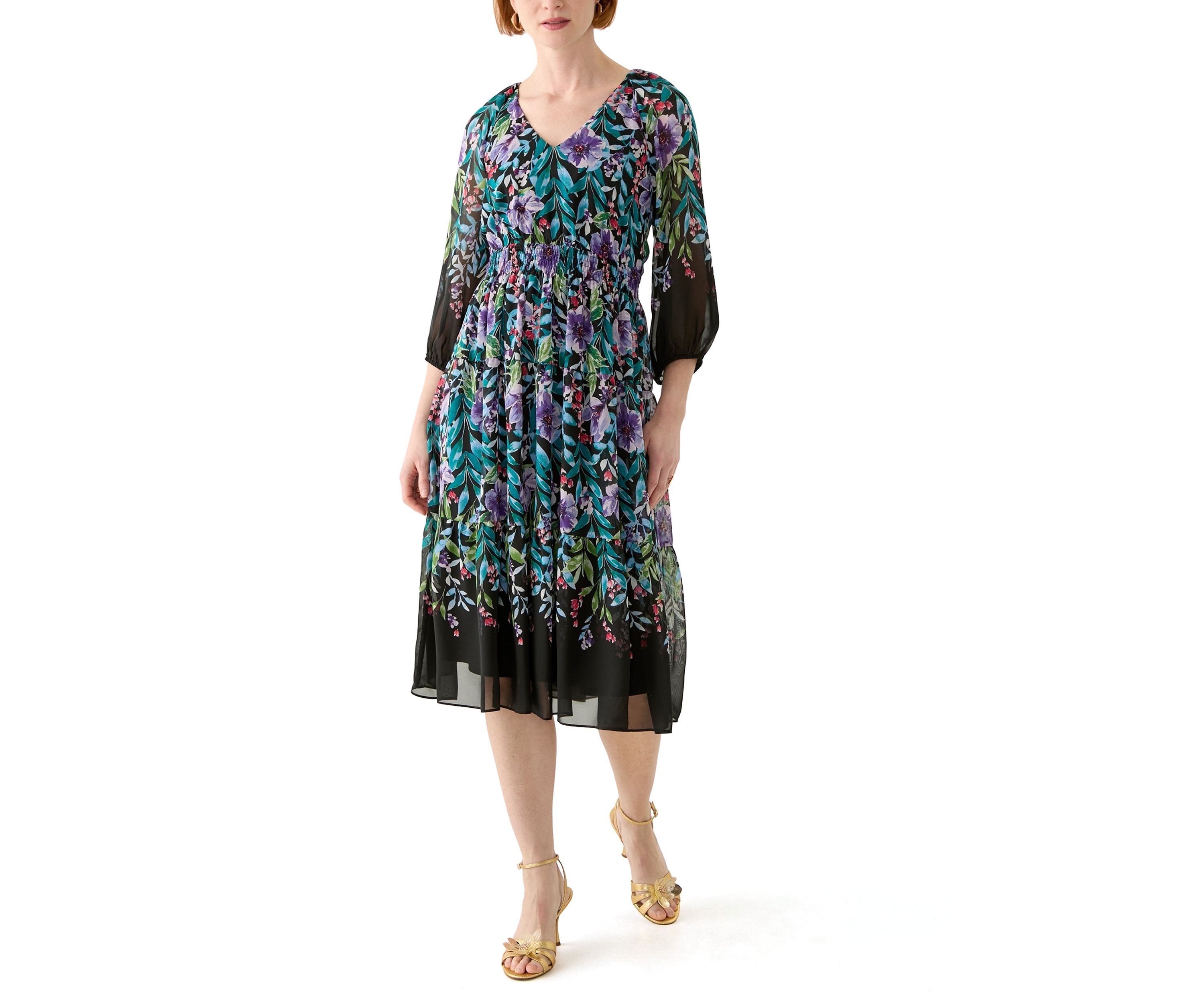Womens Printed Chiffon Dress